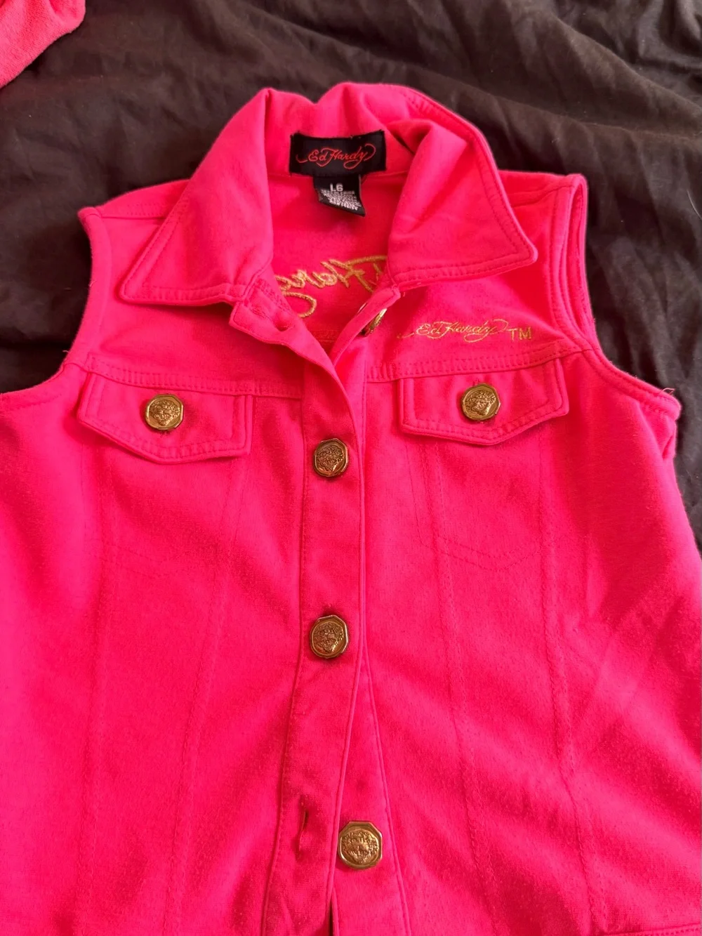 Ed Hardy Hot Pink Girls' Two-Piece Denim Vest & Jeans Set